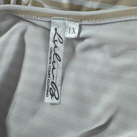 Lulu B Top 1X Striped Lace Up Sleeve Stretch 3/4 Sleeve Nylon Spandex TP-3203 - Picture 8 of 10